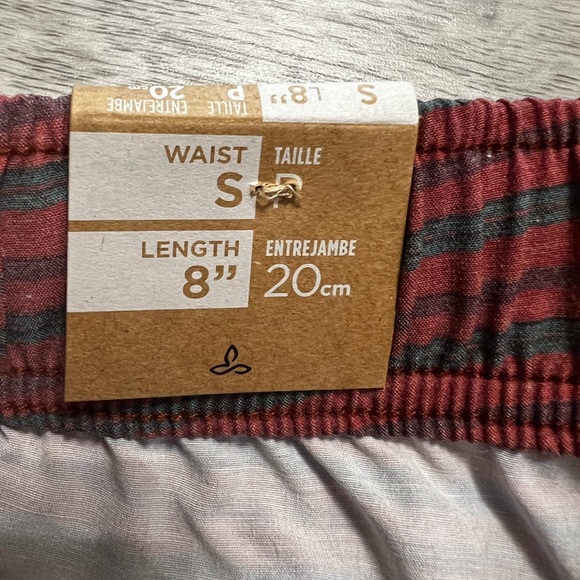 PrAna Metric E-Waist Rust Stripe Mens XL 8" Quick Dry Boardshort Stretch size S - Picture 5 of 6